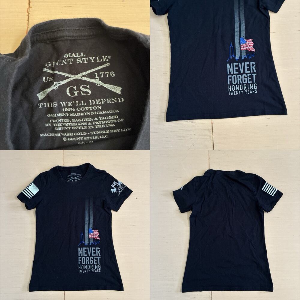 Grunt Style Woman’s Size S Never Forget Honoring 20 Years Graphic 911 T-Shirt